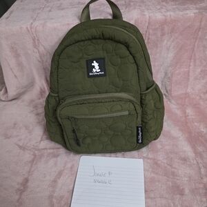 Disney Olive Quilted Mini Backpack with Mickey Patch